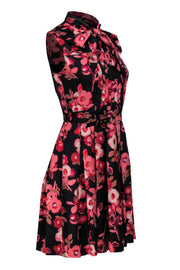 Current Boutique-Kate Spade - Black & Pink Floral Print Silk Dress w/ Belt Sz 4