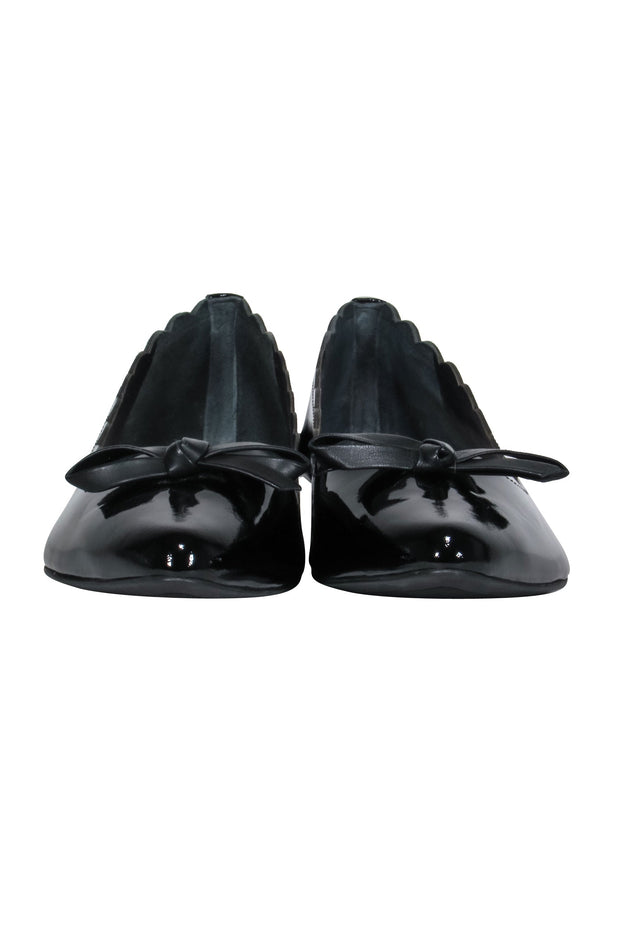 Current Boutique-Kate Spade - Black Scalloped Patent Leather Flats w/ Bow Sz 8