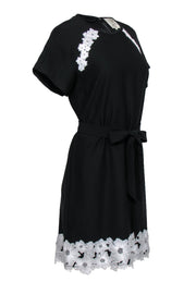 Current Boutique-Kate Spade - Black Short Sleeve Shift Dress w/ Floral Appliques Sz 6