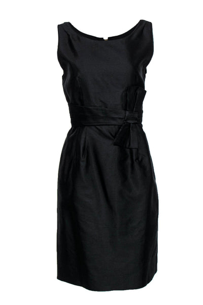 Current Boutique-Kate Spade - Black Silk Blend Bow Waist Sheath Dress Sz 10