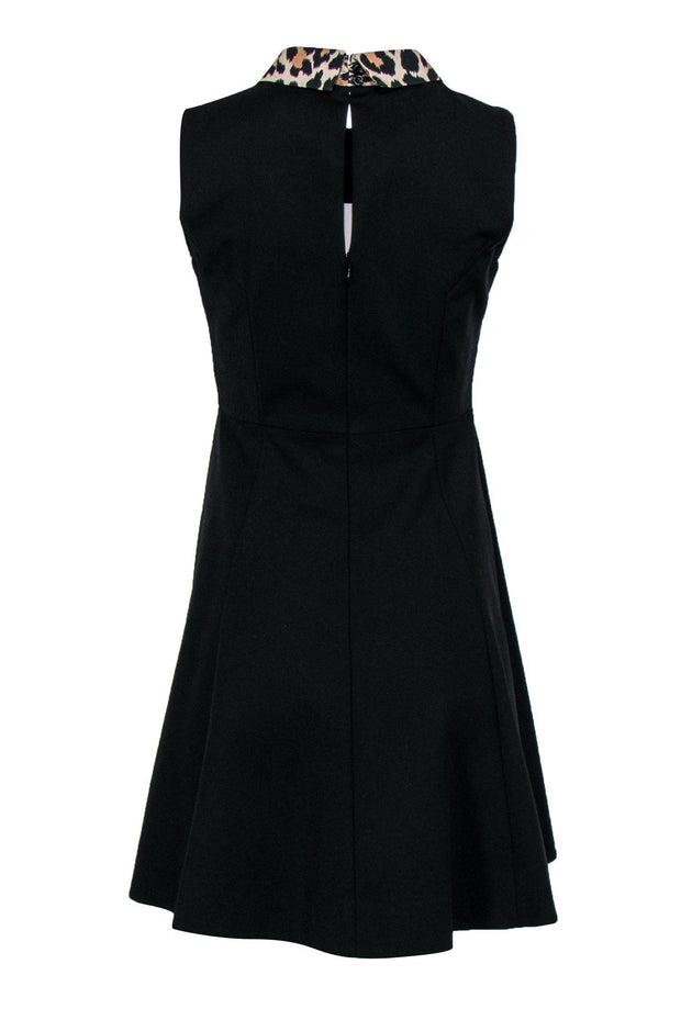 Current Boutique-Kate Spade - Black Sleeveless Fit & Flare Dress w/ Leopard Collar Sz 4