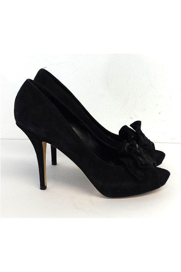 Current Boutique-Kate Spade - Black Suede Peep Toe Pumps Sz 8.5