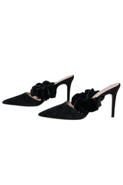 Current Boutique-Kate Spade - Black Suede & Velvet Scrunched Strap Mule Heels Sz 8