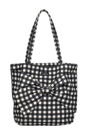 Current Boutique-Kate Spade - Black & White Gingham Print Canvas Tote w/ Bow