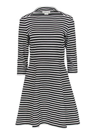 Current Boutique-Kate Spade - Black & White Striped A-Line Dress Sz M