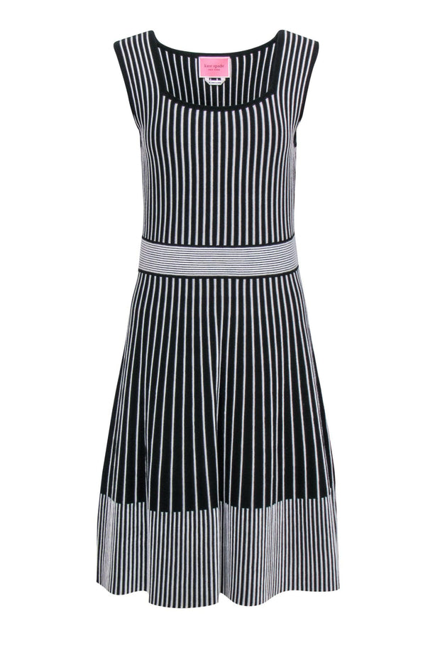 Current Boutique-Kate Spade - Black & White Striped Knit Dress Sz M