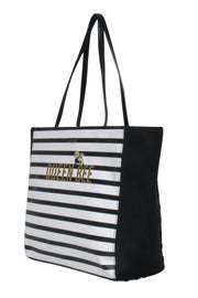 Current Boutique-Kate Spade - Black & White Striped "Queen Bee Hallie" Tote w/ Jeweled Bee