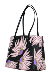 Current Boutique-Kate Spade – Black w/ Blush & Purple Floral Design Medium Tote