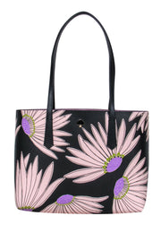 Current Boutique-Kate Spade – Black w/ Blush & Purple Floral Design Medium Tote