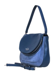 Current Boutique-Kate Spade - Blue Leather & Suede Fold Over Crossbody Purse