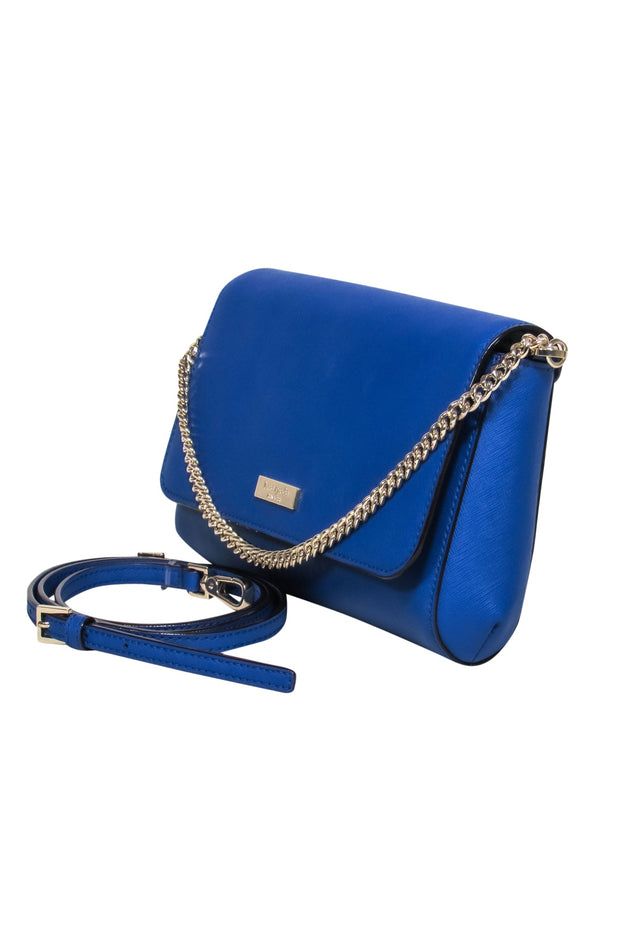 Current Boutique-Kate Spade - Blue Textured Leather Convertible Crossbody Bag