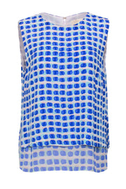 Current Boutique-Kate Spade - Blue & White Brush Dot Patterned Tank Sz XL