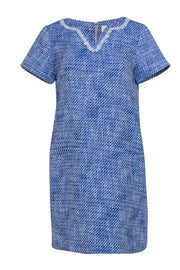 Current Boutique-Kate Spade - Blue & White Tweed Short Sleeve Shift Dress Sz 6