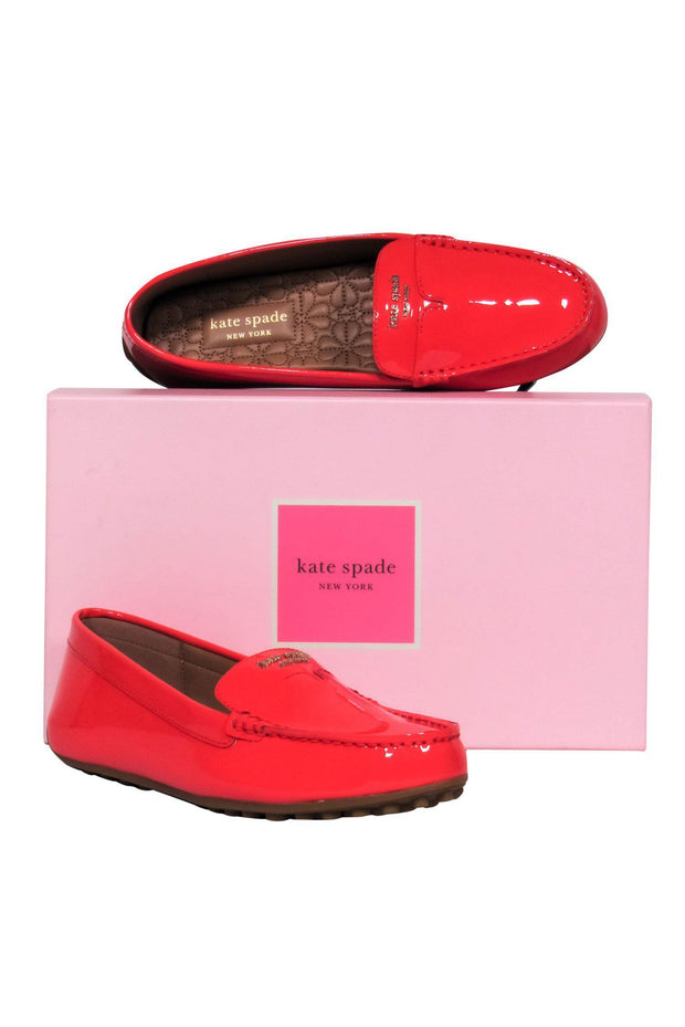 Current Boutique-Kate Spade - Bright Red Patent Leather "Deck" Loafers Sz 8