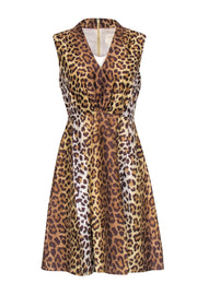 Current Boutique-Kate Spade - Brown, Tan & Cream Leopard Print Silk Fit & Flare Dress Sz 6