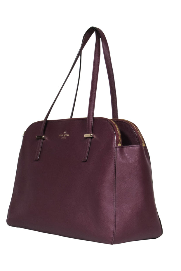 Current Boutique-Kate Spade - Burgundy Double Zipper Large Tote Bag