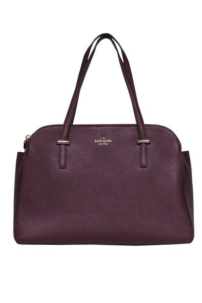 Current Boutique-Kate Spade - Burgundy Double Zipper Large Tote Bag