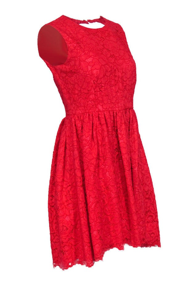 Current Boutique-Kate Spade - Coral Floral Lace Sleeveless Fit & Flare Dress Sz S