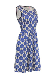 Current Boutique-Kate Spade - Cream & Blue Fan Print Sleeveless Dress Sz 8