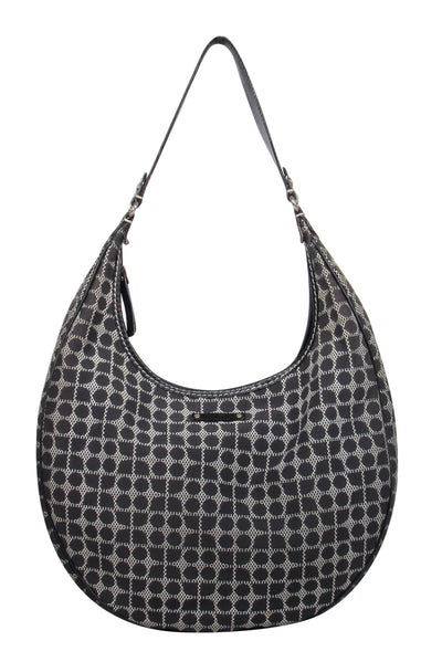 Current Boutique-Kate Spade - Dark Brown Patterned Canvas & Leather Hobo Bag