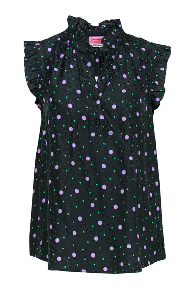 Current Boutique-Kate Spade - Dark Green Silk Blend Polka Dot Top Sz M