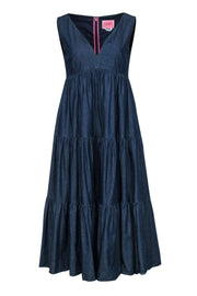 Current Boutique-Kate Spade - Dark Wash Chambray Sleeveless Tiered Maxi Dress Sz 6