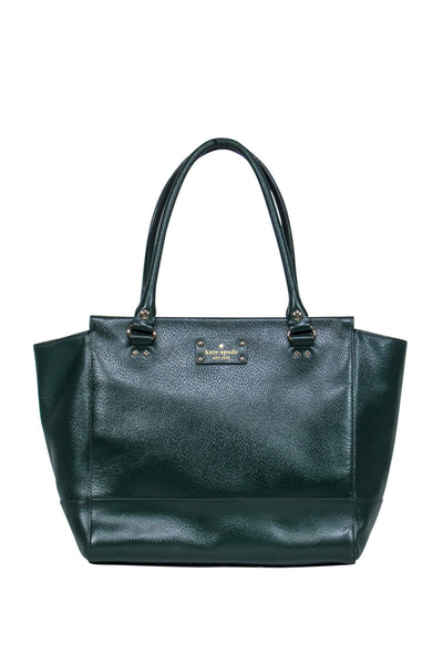 Current Boutique-Kate Spade - Emerald Green Shiny Leather Zippered Tote