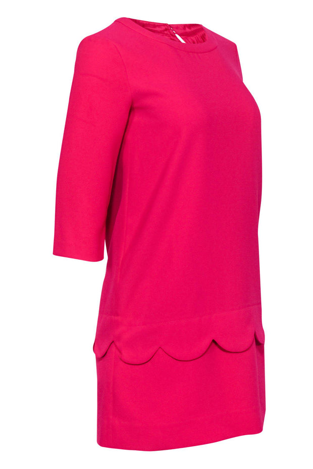 Current Boutique-Kate Spade - Fuchsia Quarter Sleeve Shift Dress w/ Petaled Trim Sz 0