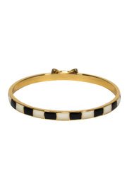 Current Boutique-Kate Spade - Gold, Black & White Striped "Take a Bow" Bangle