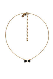 Current Boutique-Kate Spade - Gold, Black & White "Take a Bow" Statement Necklace