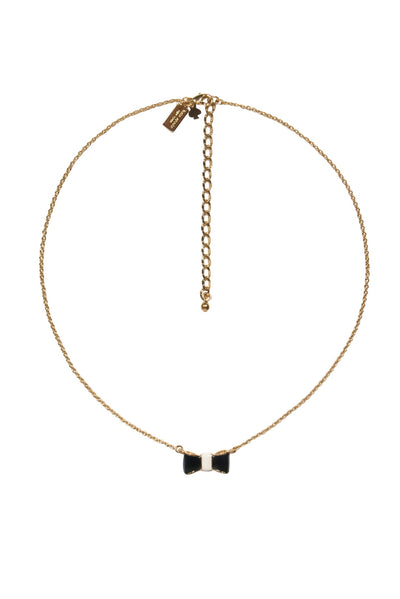 Current Boutique-Kate Spade - Gold, Black & White "Take a Bow" Statement Necklace