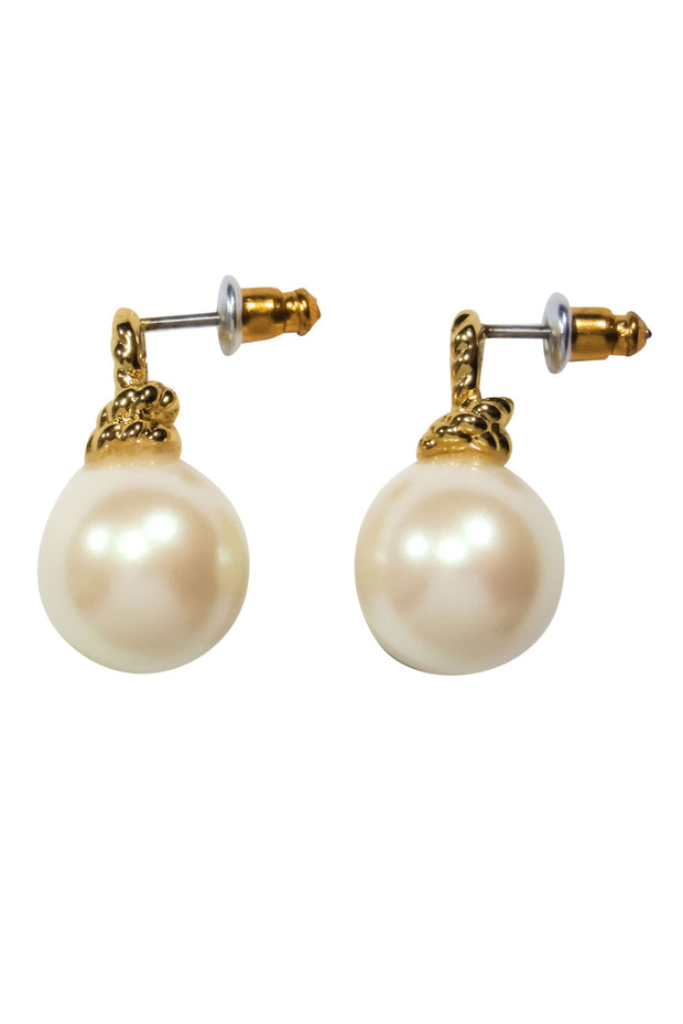 Current Boutique-Kate Spade - Gold Rope & Faux Pearl Drop Earrings