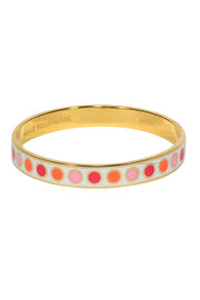 Current Boutique-Kate Spade - Gold, White & Pink Polka Dot "Make Your Mark" Engraved Bangle