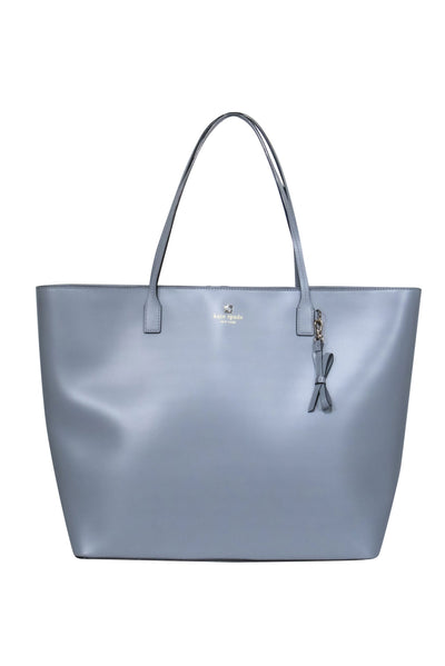 Current Boutique-Kate Spade - Gray Smooth Large Leather Zippered Tote