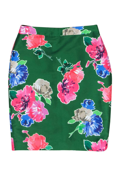 Current Boutique-Kate Spade - Green & Pink Floral Pencil Skirt Sz 12