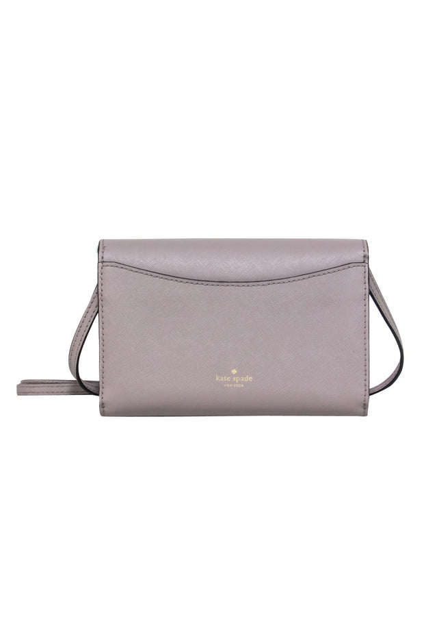 Current Boutique-Kate Spade - Grey Textured Leather Fold-Over Sequined Owl Crossbody