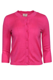 Current Boutique-Kate Spade - Hot Pink Button-Up Cropped Sleeve Knit Cardigan w/ Bow on Back Sz S