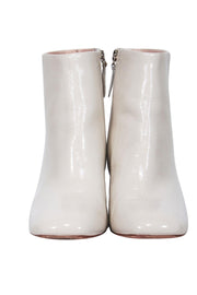 Current Boutique-Kate Spade - Ivory Patent Leather Block Heel Booties w/ Silver Hardware Sz 10