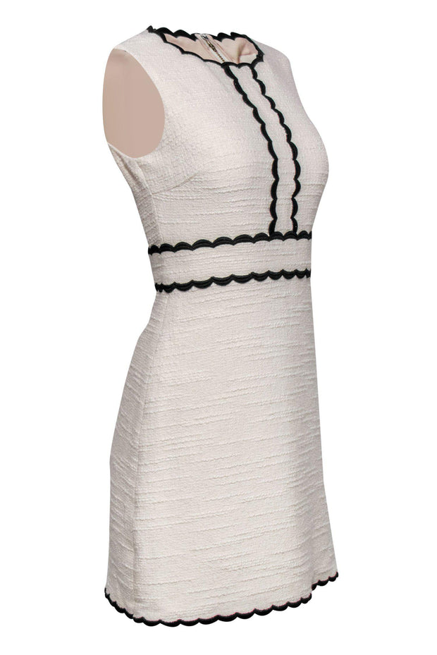 Current Boutique-Kate Spade - Ivory Textured Sheath Dress w/ Scalloped Trim Sz 0