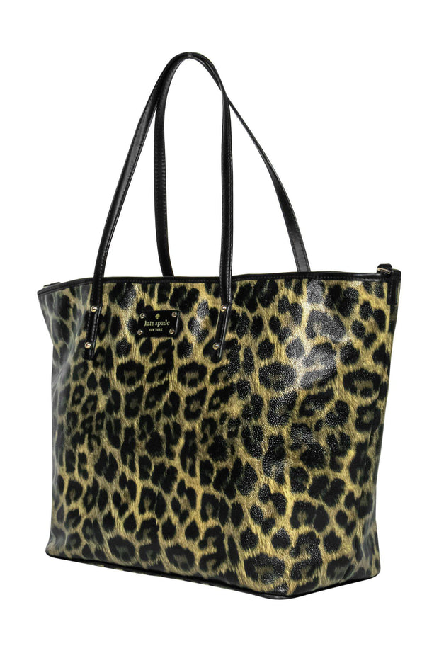 Current Boutique-Kate Spade - Large Leopard Print Leather Tote