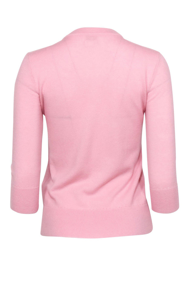 Current Boutique-Kate Spade - Light Pink Cropped Sleeve Sweater w/ Embellished Neckline Sz S