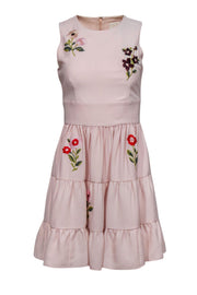 Current Boutique-Kate Spade - Light Pink Floral Embroidered Sleeveless Tiered Fit & Flare Dress Sz 6