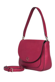 Current Boutique-Kate Spade - Magenta Pebbled Leather Fold-Over Convertible Crossbody