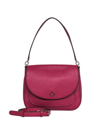 Current Boutique-Kate Spade - Magenta Pebbled Leather Fold-Over Convertible Crossbody