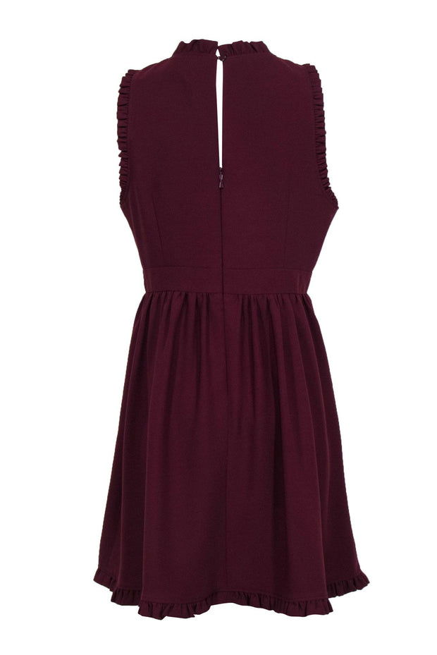 Current Boutique-Kate Spade - Maroon Ruffle Trim A-Line Dress Sz 14