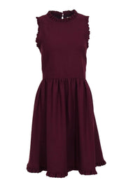 Current Boutique-Kate Spade - Maroon Ruffle Trim A-Line Dress Sz 14