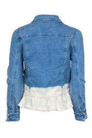 Current Boutique-Kate Spade - Medium Wash Denim Bleach Dye Peplum Jacket Sz S