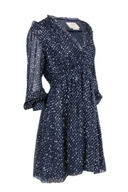 Current Boutique-Kate Spade - Navy & Silver Metallic Star Print Silk Dress Sz 8