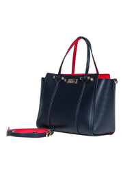 Current Boutique-Kate Spade - Navy Smooth Leather Convertible Crossbody w/ Red Lining