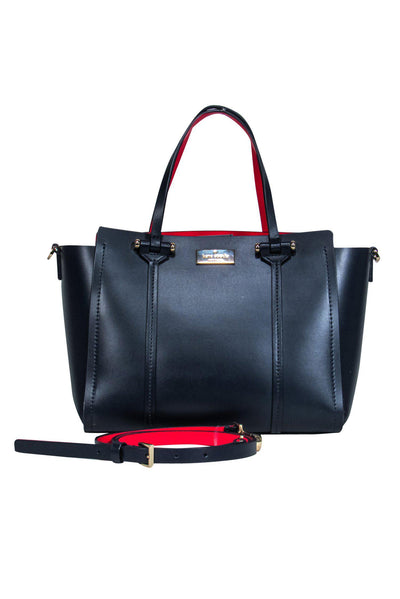 Current Boutique-Kate Spade - Navy Smooth Leather Convertible Crossbody w/ Red Lining